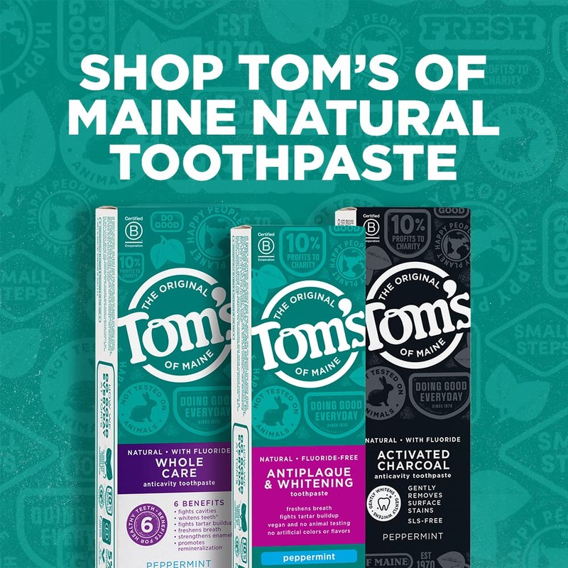 Tom's of Maine Fluoride-Free Antiplaque & Whitening Natural Toothpaste, Peppermint,