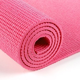 TNP Accessories Yoga Exercise Fitness Workout Non Slip Mat With Carry Case (Neon Pink)