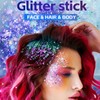 Baorder 2Pcs Rainbow and Silvery Body Glitter Stick,Hair Face Glitter