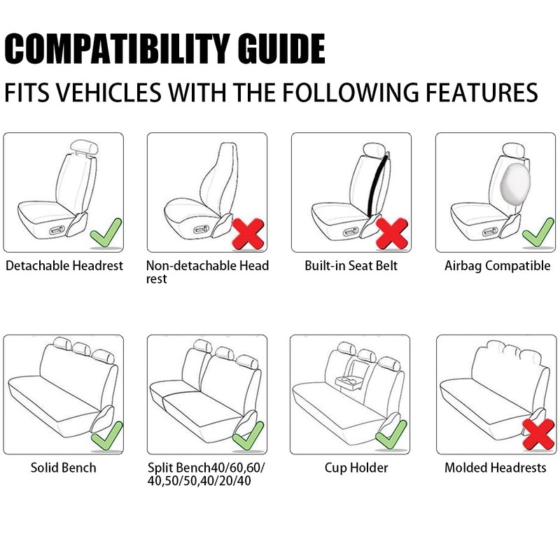 AICEL 9 Piece Car Seat Covers Full Set, Front and