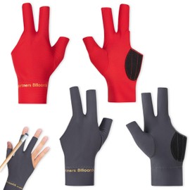 YiiHHooN Billiards Glove, 4 Pcs 3 Fingers Pool Gloves Left Hand and Right Hand, Elastic Pool Cue Glove Breathable Snooker Cue Sport Gloves Billiard Accessories for Women Men