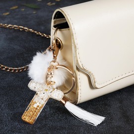 MWOOT Keyring Letter Pompom Tassels, T