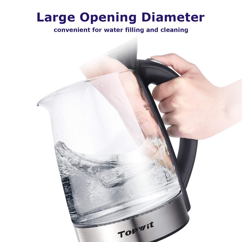 TOPWIT Electric Kettle Glass Hot Water Kettle, 2.0L Water Warmer,