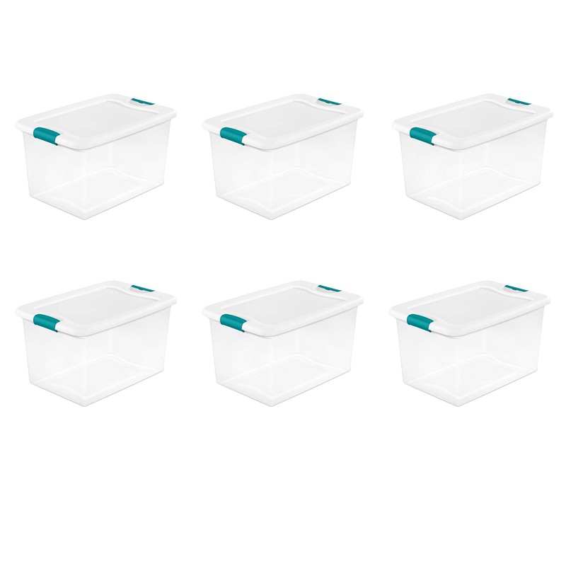Sterilite 64 Qt. Latching Box,(Clear.6 Pack)