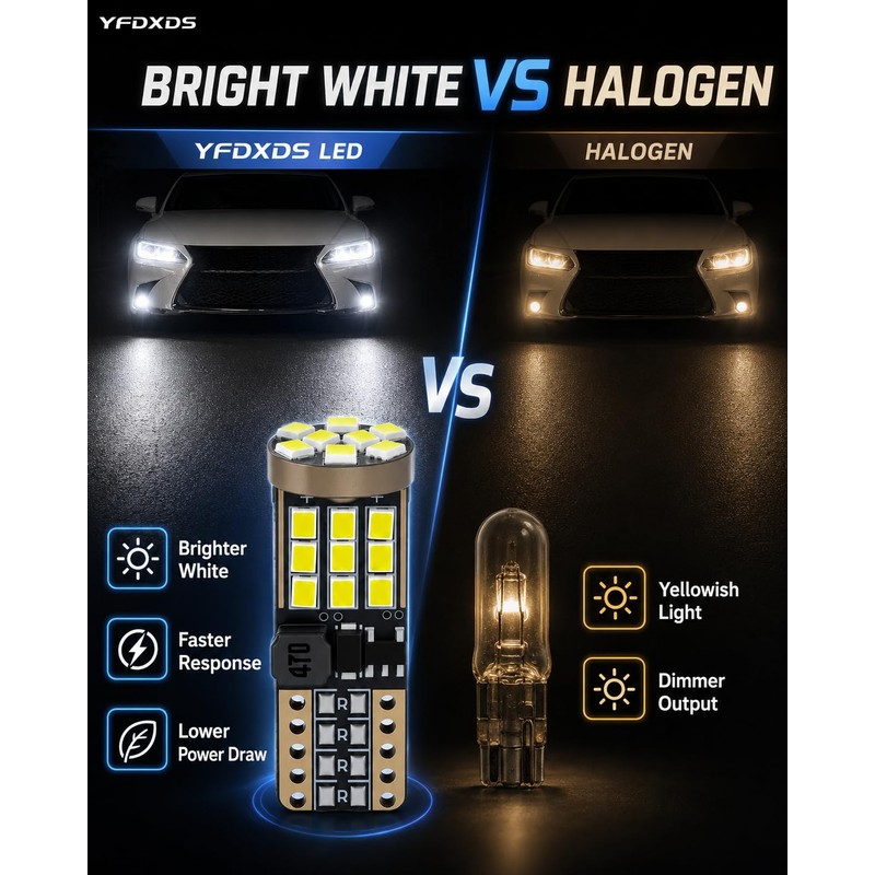 YFDXDS 194 T10 W5W LED Bulbs White, 168 2825 Replacement