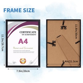 Hoikwo Multi A4 Photo Frames Set of 18, Black A4 Picture Frame for Wall Hanging or Tabletop Display, Ideal for Certificates, Photos, Artwork, Poster, Document