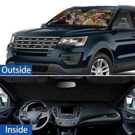 Dachshund Dog Windshield Sunshade for Car SUV Truck Foldable Uv Ray Reflector Front Window Sun Shade Visor Shield Cover -59" X 31"