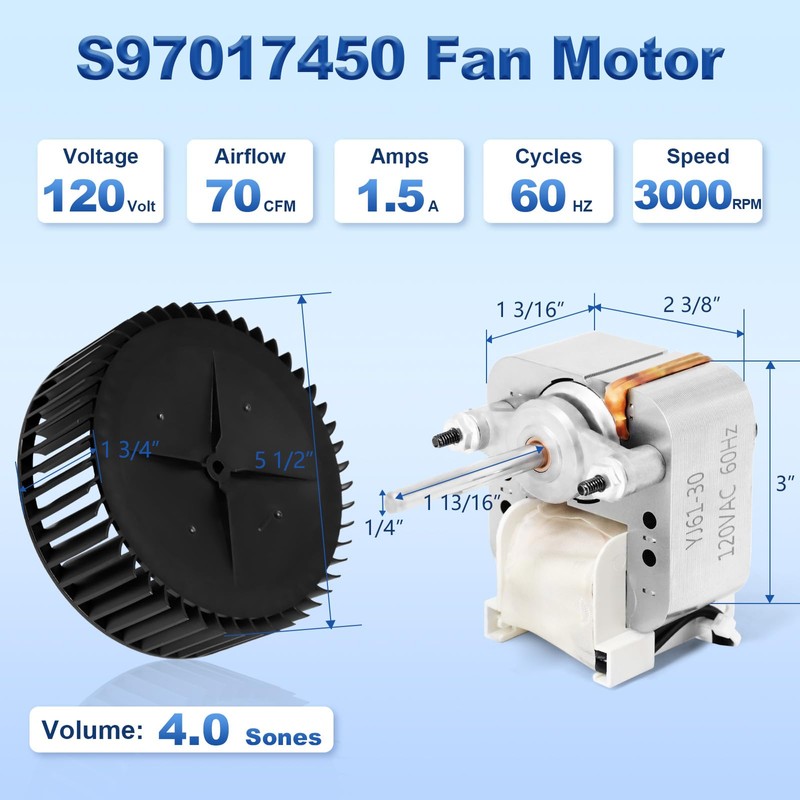 S97017450 Bathroom Fan Motor Blower Wheel for Broan Nutone 771,