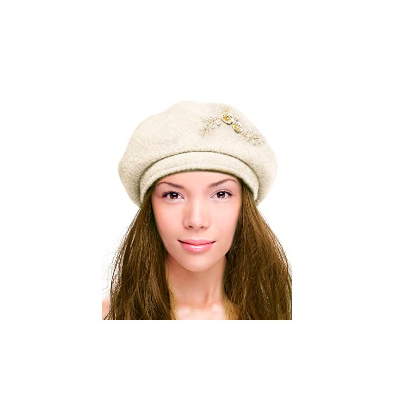 Dahlia Women's Winter Hat - Wool Blend, Hand Beaded, Elegant