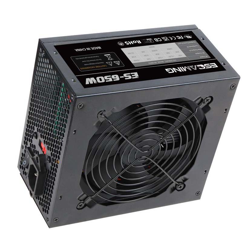 ESGAMING 650W PSU - Non-Modular ATX Power Supply with Auto-Thermally