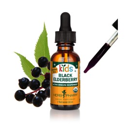 Herb Pharm Herb Pharm Kids Certified-Organic Alcohol-Free Black Elderberry Glycerite Liquid Extract, 1 Ounce (GLKELD01)