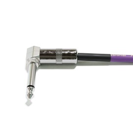 ExcelValley - 1 Piece - Right Angle Guitar Pedal Effect Mono Patch Cables Leads - 6.35mm 1/4" [Silver - Purple | 30 cm - 11.81"]