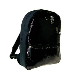 Childrens Black and Silver Reversible Glitter Sequin Backpack Rucksack School Travel Bag, One Size