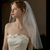 Cliory Pearl Veil Glitter Bride Wedding Veil for Brides Short
