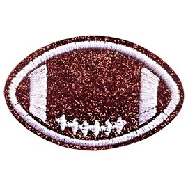 12pcs Sequin Football Patch, 4 Inch White Stitches Brown Football Iron on, Embroidered Applique Sewing Patches for Clothing, Bags, Jackets, Jeans DIY Accessory Craft Decoration