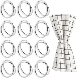 VZXZXE Napkin Rings Silver Metal Napkin Ring Napkin Rings Set for Wedding Party Dinner Anniversary Holiday Party (Silver, 4 cm)