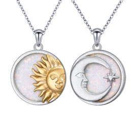 DAOSHANG Matching Necklace for Couple Sterling Silver Sun and Moon Necklace for Women Men Couple Necklace Sun Moon Pendant Necklace Gifts for Lover Best Friend