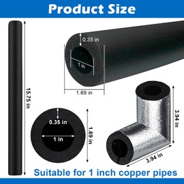 Water Pipe Insulation Foam Tube - 8 Pcs Pipe Insulation with Aluminum Foil, 4pcs Elbow Pipe Insulation & 4pcs Long Water Pipe Covers for Winter, Radiator Cover Water Pipe Freeze Protection(1 Inch)