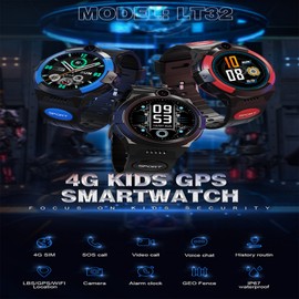 Kids Smart Phone Watch 4G Smart Watch for Kids GPS WiFi LBS Location Child Tracker Watch Children's Smartwatch SOS Help Call Voice Chat Video Call with Camera Alarm Clock IP67 Waterproof