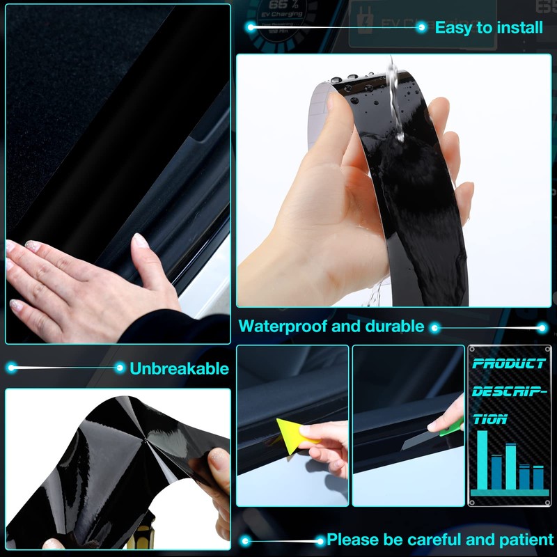 Ireer 3 Rolls Gloss Black Vinyl Wrap with Tools Vinyl