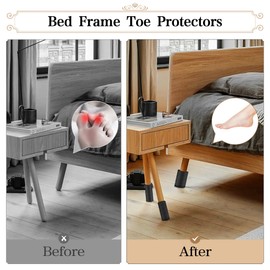 YUEYIN YUEYIN 4 Pcs Adjustable Bed Frame Toe Protectors, Bed Frame Leg Covers, for Protectors Toes from Collision with Bed and Furniture Leg, Thicker and More Flexible, Black
