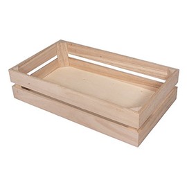 Rayher 62728000 Holzkiste Latten-Optik, 35,5 x 20,3 x 8,4 cm, Holz FSC zertifiziert, plus 2 Wandhaken, Pappelholz glatt geschliffen, Lattenkiste zum bemalen