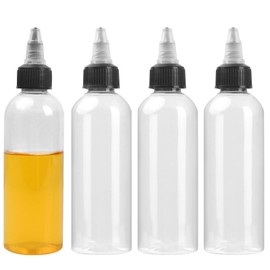 Wisebom 4 Stück Squeeze Flaschen Ölflasche 3,4 oz Ölspender mit Kappen Kunststoffbehälter für flüssige Gewürze Klare Auslaufsichere Spenderflaschen für Öl-Sojasauce-Essig