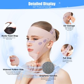 New Upgrade V Line Face Lifting Strap, Adjustable Chin and Cheek Lifting Bandage for V Face Lift, Sleeping Mask Strap for Women(21-27in, Pink)