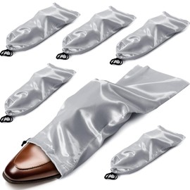 Ersmak 6 Pack Shoe Bags for Travel - Satin Shoe Bag with Drawstring - Grey Shoe Storage Bags for Protecting Storage Shoes - 17.7 x 7.9 In