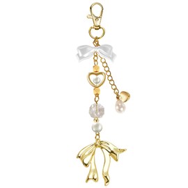 Gesranxs Gold Bow Keychain Bag Charms for Women Handbag Purse Charms Cute Aesthetic Accessory Keychain, 01, One Size