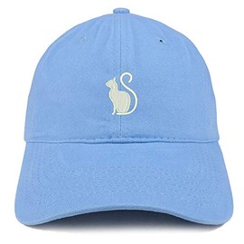 Trendy Apparel Shop Cat Image Embroidered Unstructured Cotton Dad Hat - Carolina Blue