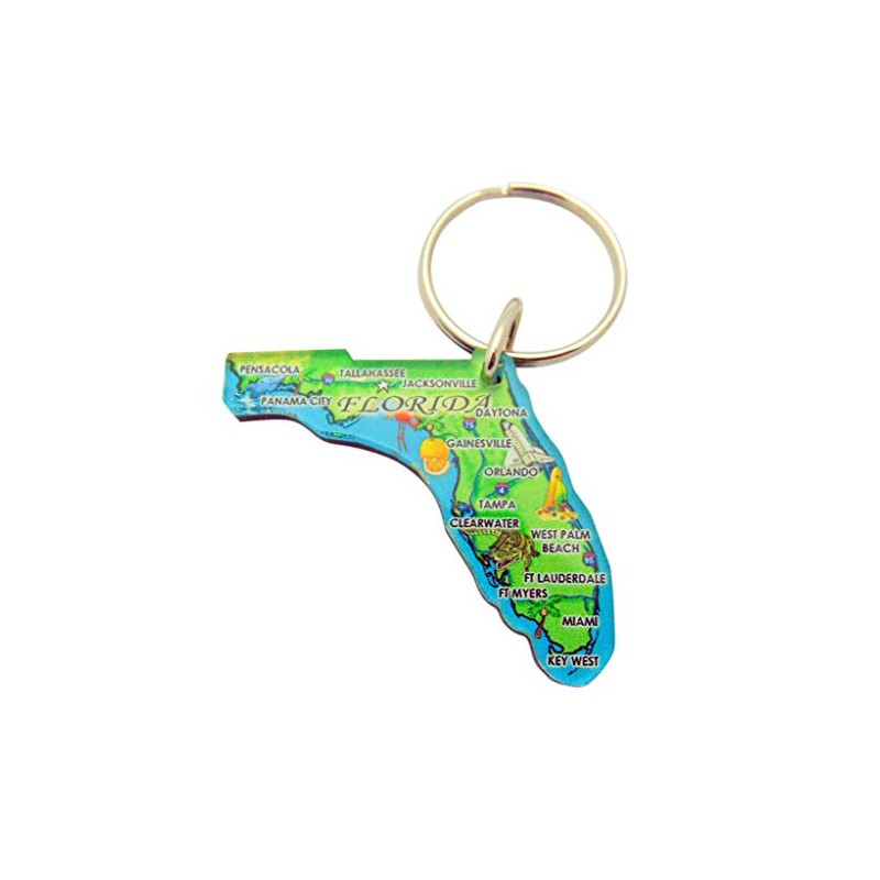 Florida Key Chain Acrylic Souvenir Retro State Map Gift 2