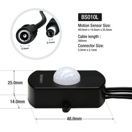 2 Pack Sensky PIR Motion Activated Sensor Switch,DC 12V~30V 3A Occupancy Sensor Switch with DC Coupler Cable for Kitchen Cabinet, Pantry, Closet led Lighting (BS010L)