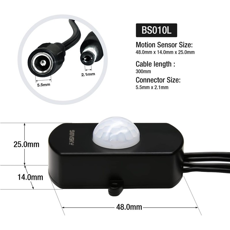 2 Pack Sensky PIR Motion Activated Sensor Switch,DC 12V~30V 3A