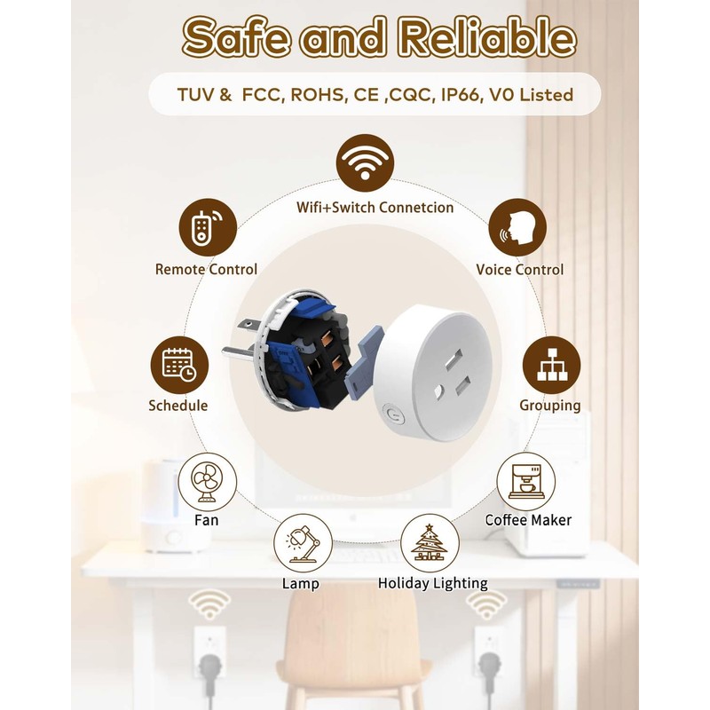 NineLeaf WiFi Smart Plug with Remote,Wireless Remote Outlet w Decor