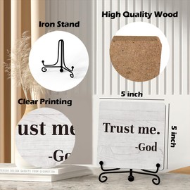 Inspirational Office Desk Decor, Trust Me God Sign, Desk Decorations For Office Home Living Room Classroom, Shelf Decor, Inspirational Christian Gifts, Wooden Plaque With Stand (B02)