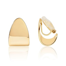 Cosmeria Clip Earrings Women's 14K Gold No Piercing Required Hypoallergenic Comfortable Fashionable 2025, Brass
