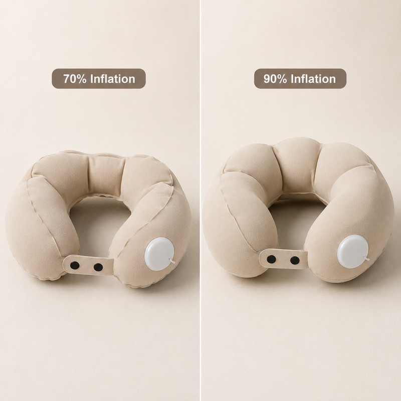 Inflatable Travel Neck Pillow for Flights & Office – Adjustable