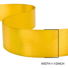 GTYBOVA Double Side 40mm x 91m Ribbon Yellow Satin Ribbon 100% Polyester Multiple Colors Available Ideal for Gift Wrapping Crafts Wedding Decor Flower Bouquet