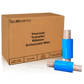 6 Rolls 2.52" x 244' (64mm x 74m), Desktop Thermal Transfer Ribbons -Enhanced Wax, 0.5" Core, Black Ink for Zebra Desktop Thermal Transfer Printer