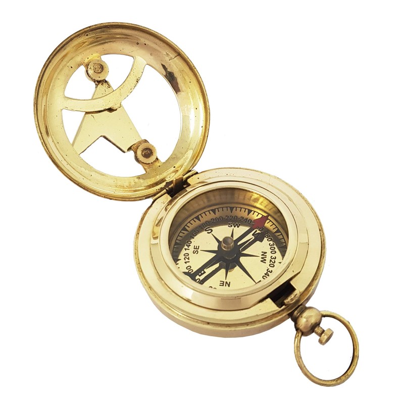 Push Button Brass Pocket Compass Direction Compass Pocket & Gift