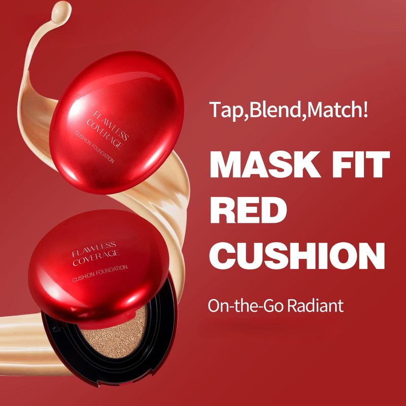 Cushion Foundation, Semi-Matte Natural Full Coverage Makeup Foundation 24 Hours