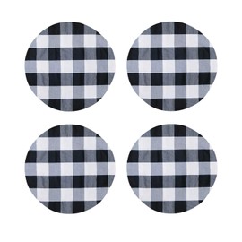 Mantel individual redondo de algodón blanco y negro, diseño de búfalo, juego de 4, tela ecológica de 38 cm, hecho a mano, lavable a máquina, para interiores y exteriores