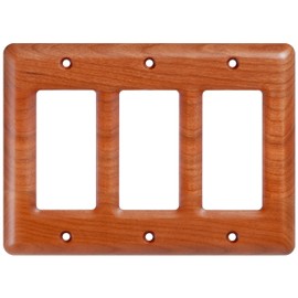 YDJSA Elegant Cherry Wood Triple Toggle Light Switch Cover Plate – Perfect Replacement for Triple Switch Plates, Stylish Design for Modern Interiors