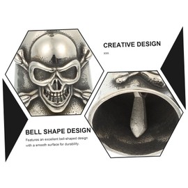 TEHAUX Gothic Skull Pendant Decorative Bell Necklace for Men Vintage Polished Motorcycle Bell Jewelry Unique Craft Birthdays Distinctive Retro Style Accessory