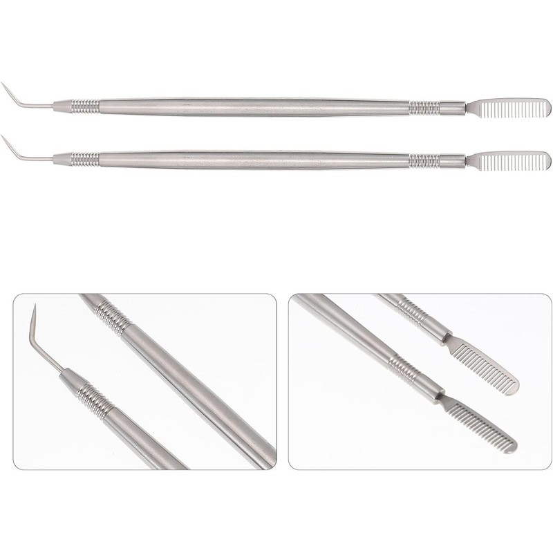 Cepillo peine separador de pestañas de acero inoxidable plata, aguja