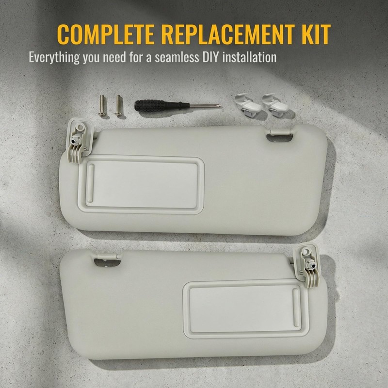 Sun Visor Pair Compatible with 2010-2013 Mazda 3 (Non-Illuminated) -