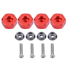 RC Hex Hub Adapter, 4 Pcs Aluminium Alloy 5mm To 12mm Wheel Hex Hub Adapter Spare Part Compatible with WPL 1634 RC Truck (Red) Model Car Accessories