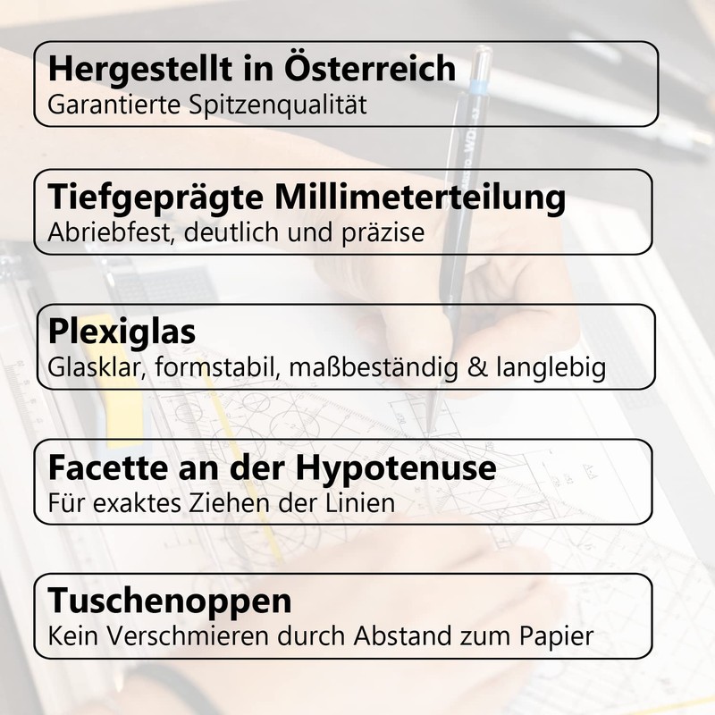 Aristo"TZ-Dreieck" Set Square Plexiglass 225 mm Transparent