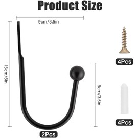 KISPATAI Metal Curtain Holdbacks, 2 Pcs Curtain Drapery Holdbacks, Curtain Tieback Hooks, Wall Mounted Window Curtain Holder Hooks, Drapery Holdbacks for Fixed Curtain or Hanging Items.